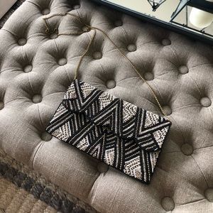 Black, gold & silver  sequined/bedded clutch